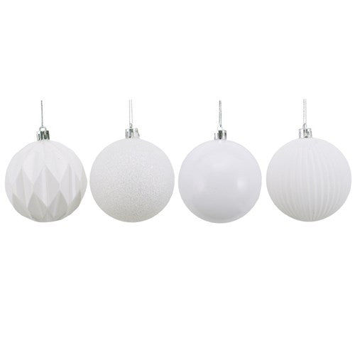 White Bauble 4Pk 8cm