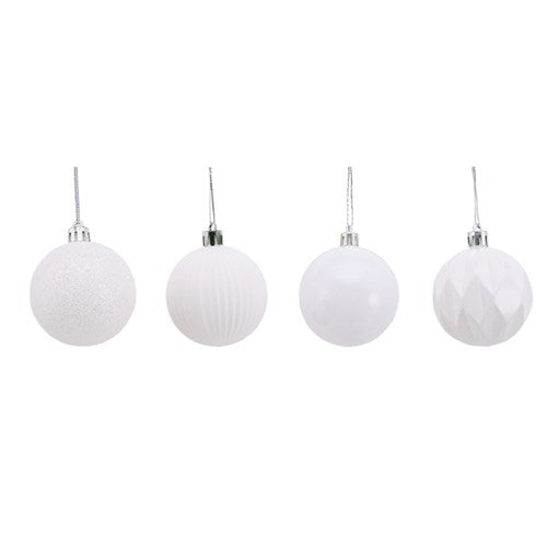 White Bauble 8Pk 6cm