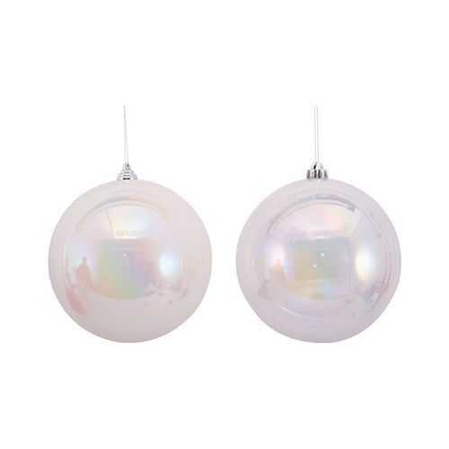 Bauble 20cm White Iridescent & Clear Iridescent 2 assorted