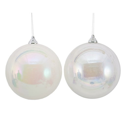 Bauble 15cm White & Clear Iridescent 2 assorted