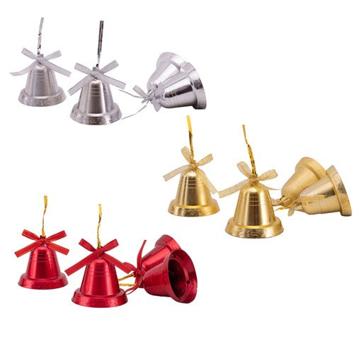 Bells Gold, Red, Silver 4Pk 6cm 3 assorted