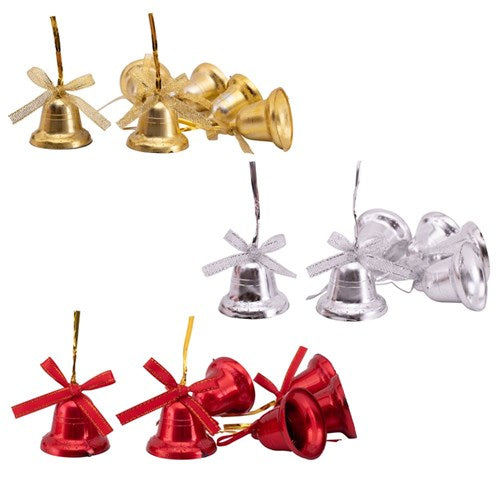 Bells Gold, Red, Silver 6Pk 4cm 3 assorted
