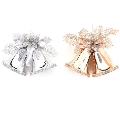 Double Bells Hanger 30X45cm Silver, Champagne 2 assorted