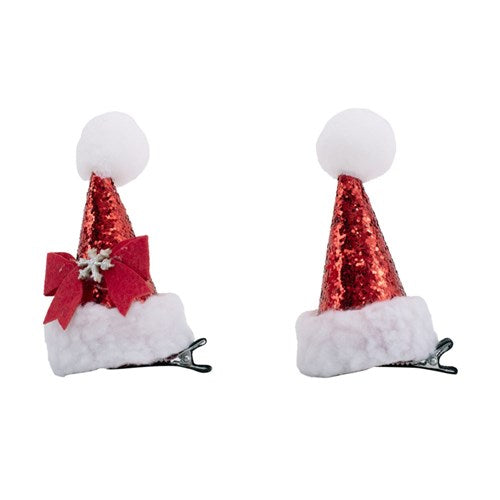 Santa Hat Mini Hair Clips 2 assorted