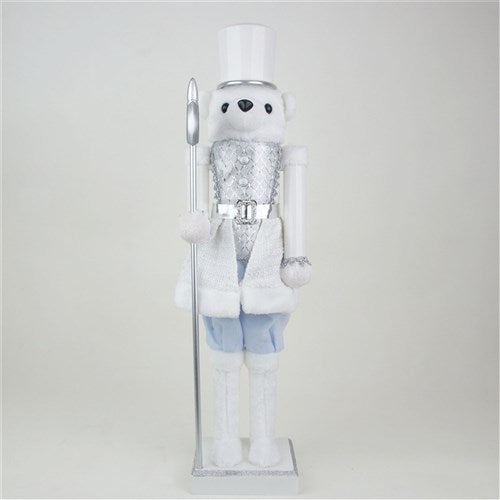 Silver/White Bear Nutcracker 80cm