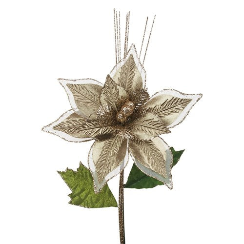 Bronze Poinsettia with Organza Stem 36cm