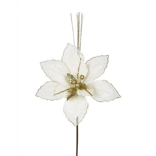 Ivory Poinsettia with Orgnaza Stem 65cm