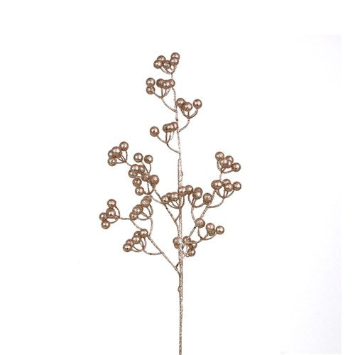 Antique Pink Glitter Berry Stem 73cm