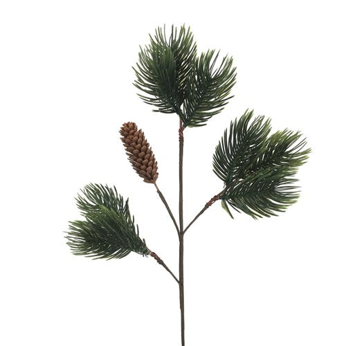 Green Pine Pick with Pinecone 53cm