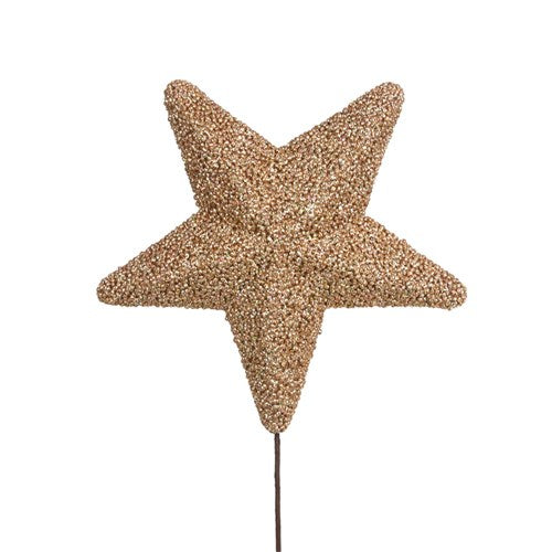 Champagne Sparkly Star with 30cm Stem 25cm