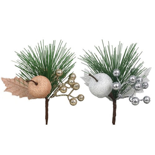 Christmas Picks Champagne, Silver 19cm 2 assorted