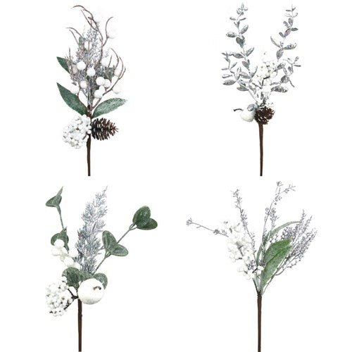 White Berry Picks 4 assorted 39cm