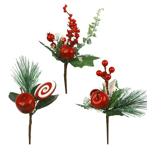 Red Berry Picks 22cm 3 assorted