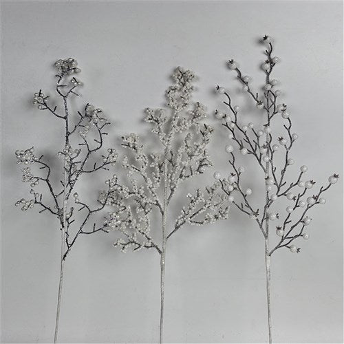 White Berry Stems 70cm 3 assorted