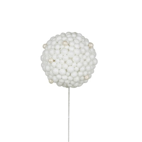Glitter Ball Pick 12cm White Glitter with 30cm Pick 12cm