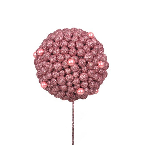 Glitter Ball Pick 12cm Burgundy Glitter & Burgundy Pearl Finish with 30cm Pick 12cm