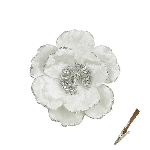 White Magnolia 14cm with Silver Details