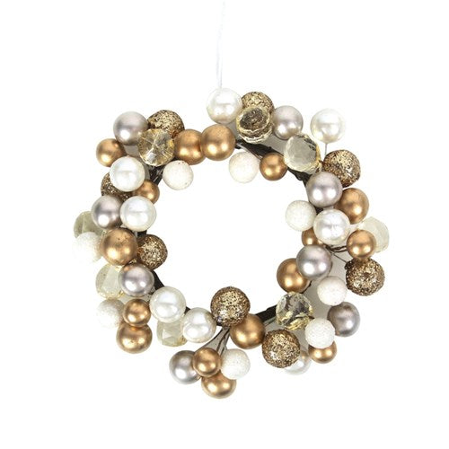 Candle Wreath Pearl BaublesCopper Champagne 14cm