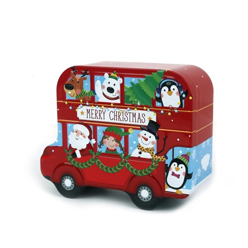 Metal Christmas Bus Tin 19X15X7cm