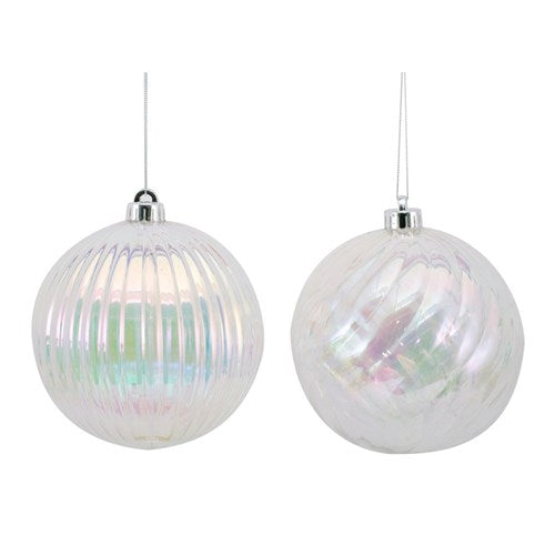 Bauble 15cm Clear Irridescent 2 assorted