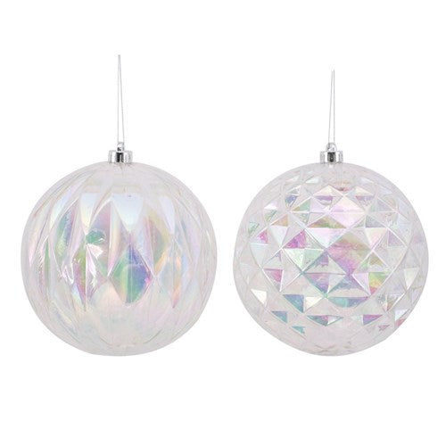 Bauble 20cm Clear Irridescent 2 assorted