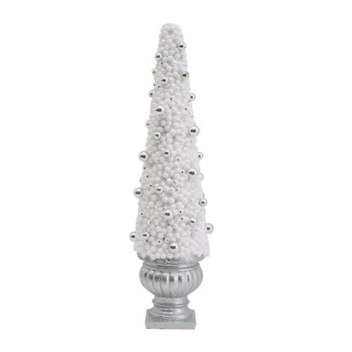 White & Silver Tree In Silver Pot 42cm