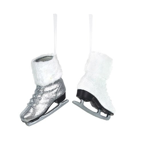 Tree Ornament 12X6X11.5cm Silver & White Ice Skate 2 assorted