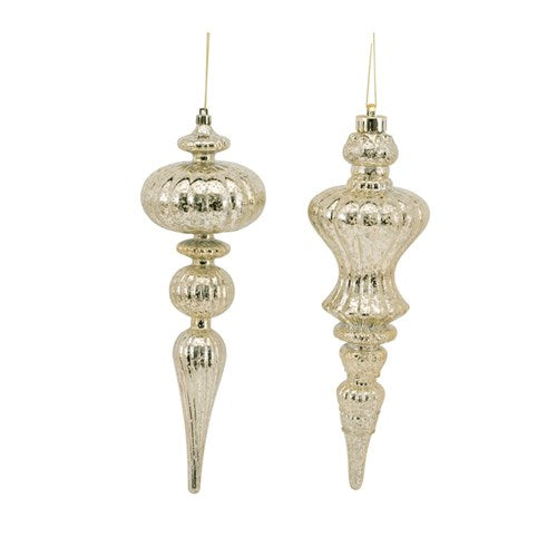 Shatterproof Champagne Finial 9.5X30.5cm 2 assorted