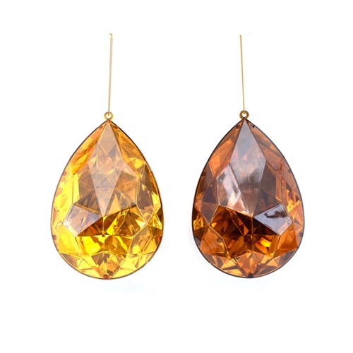 Tree Ornament 12.7X7.5X19cm Teardrop Jewel Copper & Amber 2 assorted