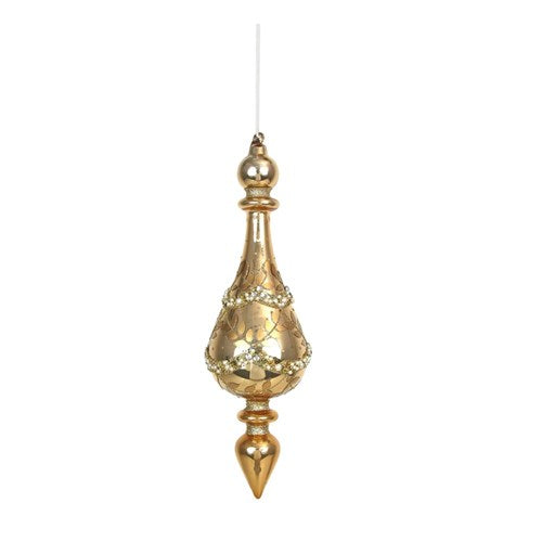 Antique Rose Gold Glass Finial 24cm