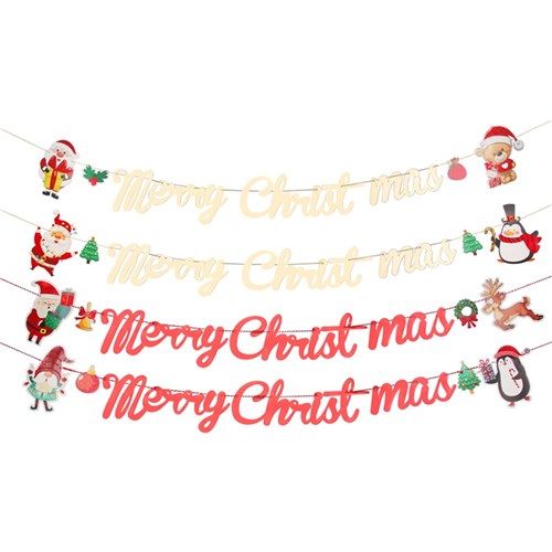 Die Cut Foil & Glitter Christmas Bunting 4 assorted 230cm