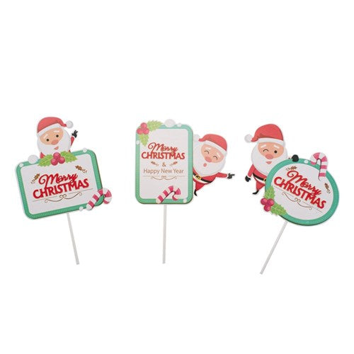 Christmas Cake Toppers 3 assorted 3Pk 18cm