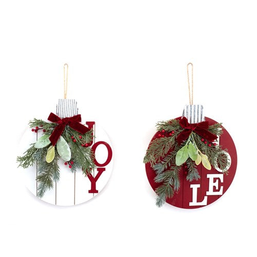 MDF Bauble Sign 2 assorted 34X30cm