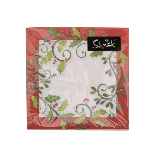 Holly Christmas Napkins 20pk 2ply