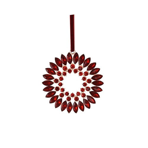 Tree Ornament 10cm Red Crystal Wreath