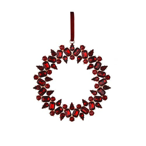 Tree Ornament 13cm Burgundy Crystal Wreath