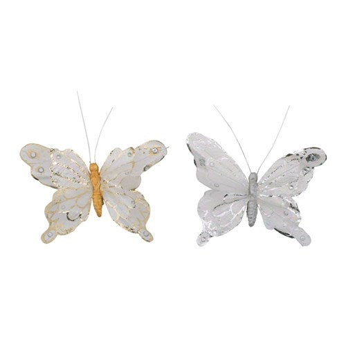 Champagne & Silver Butterflys 13X12cm2 assorted
