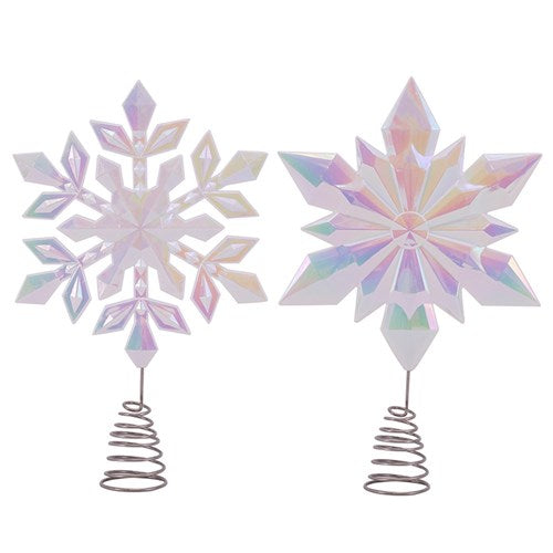 Tree Topper 15cm White Irridescent Snowflake