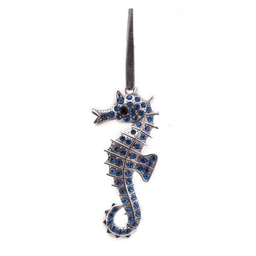 Tree Ornament 11cm Light Blue Crystal Seahorse