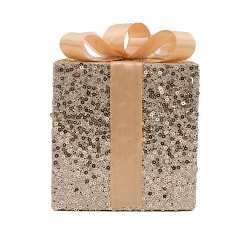 Gift Box 18X18X21cm Champagne Glitter