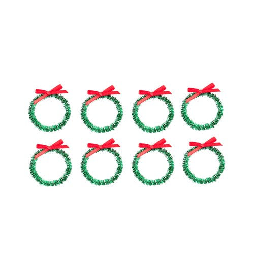 Tinsel Wreaths 8Pk 4cm Green