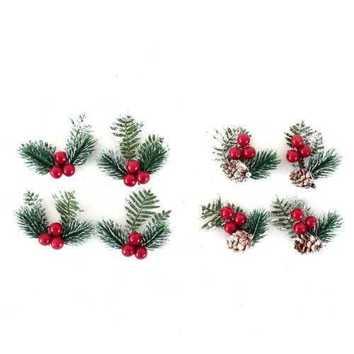 Pine & Berry Spray Pic 4Pc 2 assorted