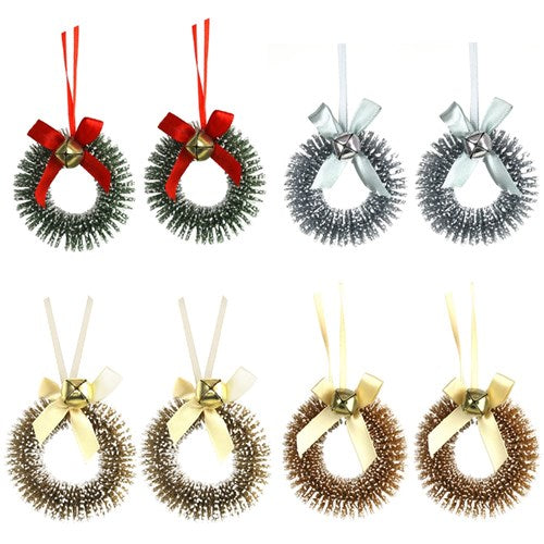 Sisal Wreaths 6cm Champagne, Silver, Mint Green, Copper 2Pk 4 assorted