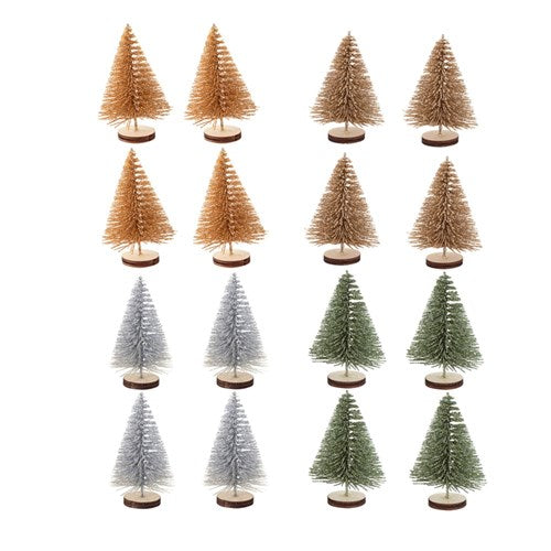 Sisal Trees 4Pk 7cm Champagne, Silver, Mint Green, Copper 4 assorted