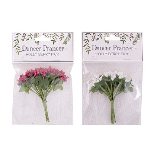 Red & White Berry Holly 10Pk 12cm 2 assorted