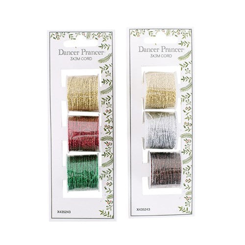 Metallic Cord 3X3M 2 assorted