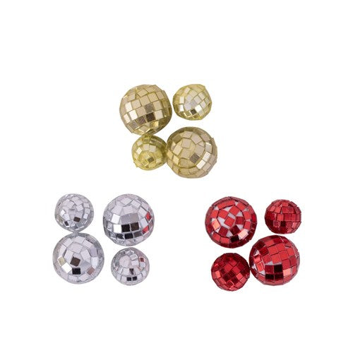 Mirror Balls 4Pk 2-3cm 3 assorted