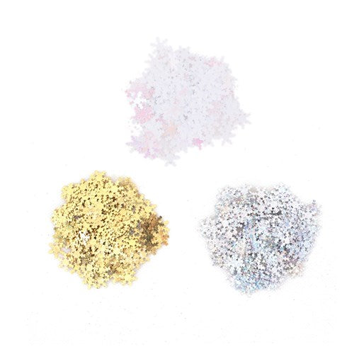 Snowflake Scatters Silver, Gold, Irridescent White 3 assorted