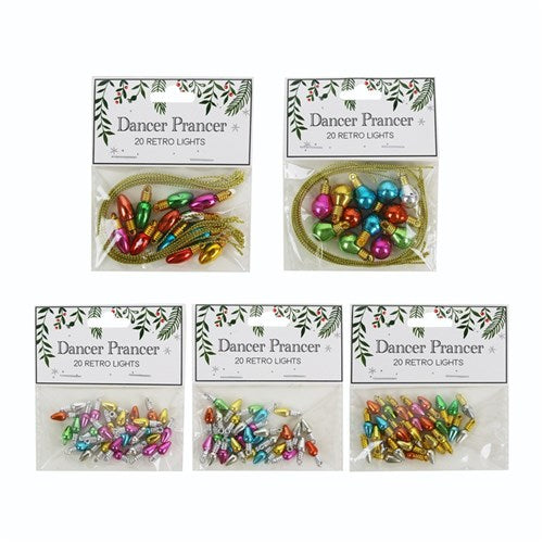 Mini Retro Lights 20Pk 4 assorted
