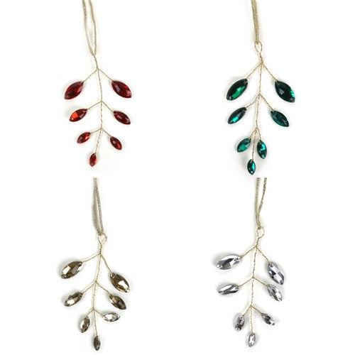 Crystal Leaf 5X7.5cm Red, Green, Gold, Silver 4 assorted 2Pk